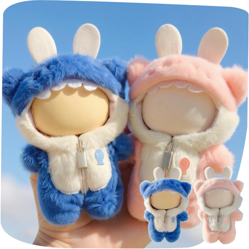 VVQUI 17cm (6.7inch) Doll Clothes, Outfits for Clothes Set, Faking Animal Style Outfit Jumpsuit Blue Shark & Pink Shark Costume for Dolls, (Doll Not Included) - Image 1